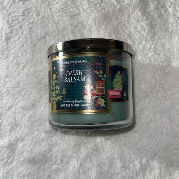 Bath & Body Works FRESH BALSAM 🎄 Scented 3 Wick CANDLE 25-45 Hours DELICIOUS! - Picture 4 of 5
